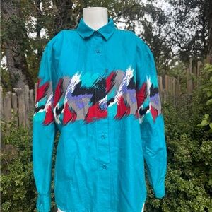 Vintage 90s Western Vibrant Abstract Patterned Shirt